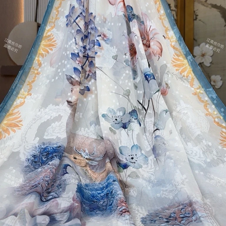 【玉鹿呈祥】香云花萝高端丝巾70*180剪花长巾气质披肩