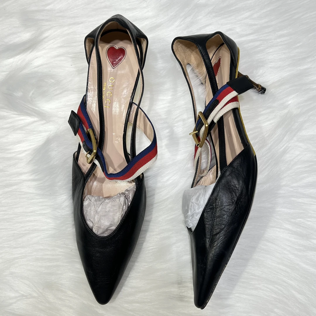 95新 GUCCI/古驰 竹节高跟鞋 4.5cm 38.5码 公价7.2K y033