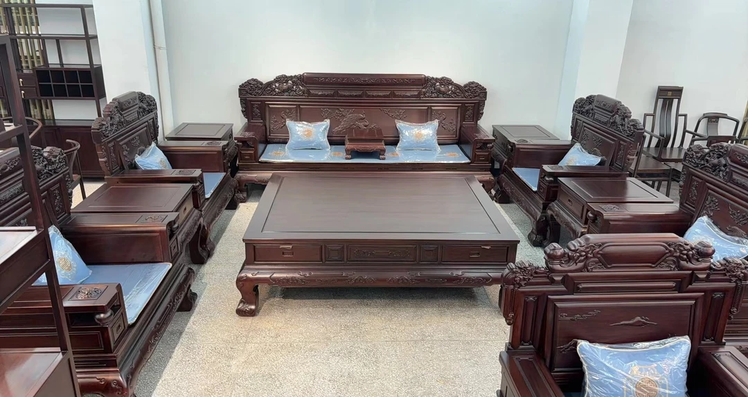 实木新古典雕花大气11件套大型沙发轻奢高端客厅别墅方几成套