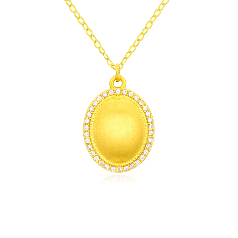 【合成/培育】【旺旺专享】18k金椭圆拉丝吊坠（不含链）  k8095