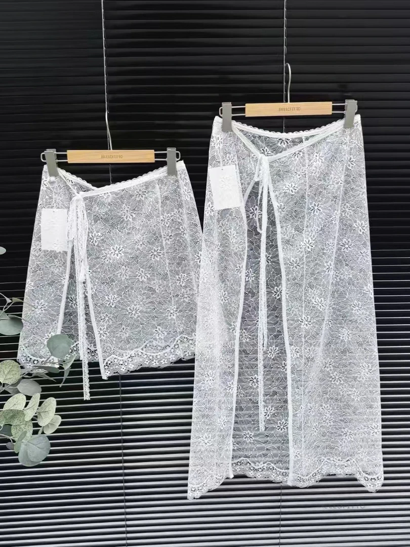 中长裙A字裙通勤通用蕾丝半身裙重工流苏轻奢性感气质时尚