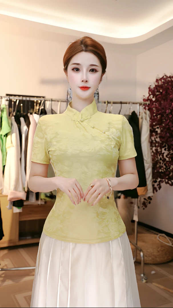 仫赐新中式时尚气质短款T恤F9521