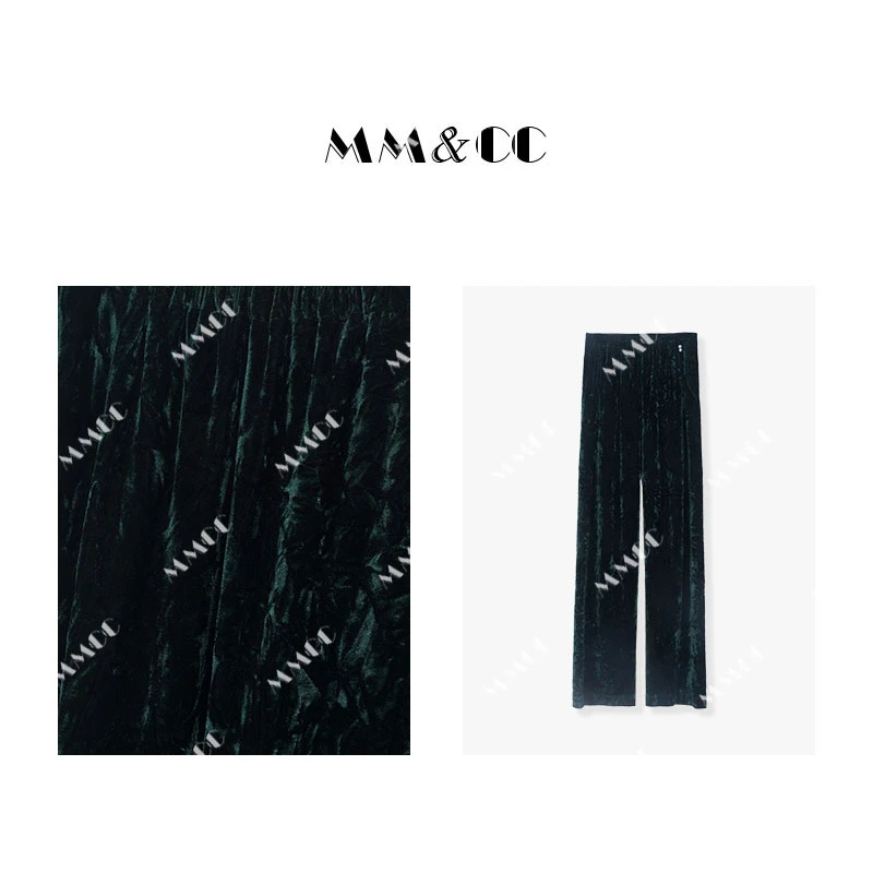 【压皱绒】丝绒裤~新中式百搭裤子女秋冬高腰休闲松紧腰阔腿裤E6718