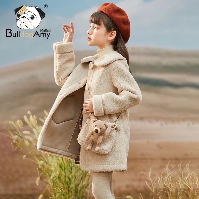 WF914036女童毛绒外套2025秋冬新款儿童学院风风格上衣