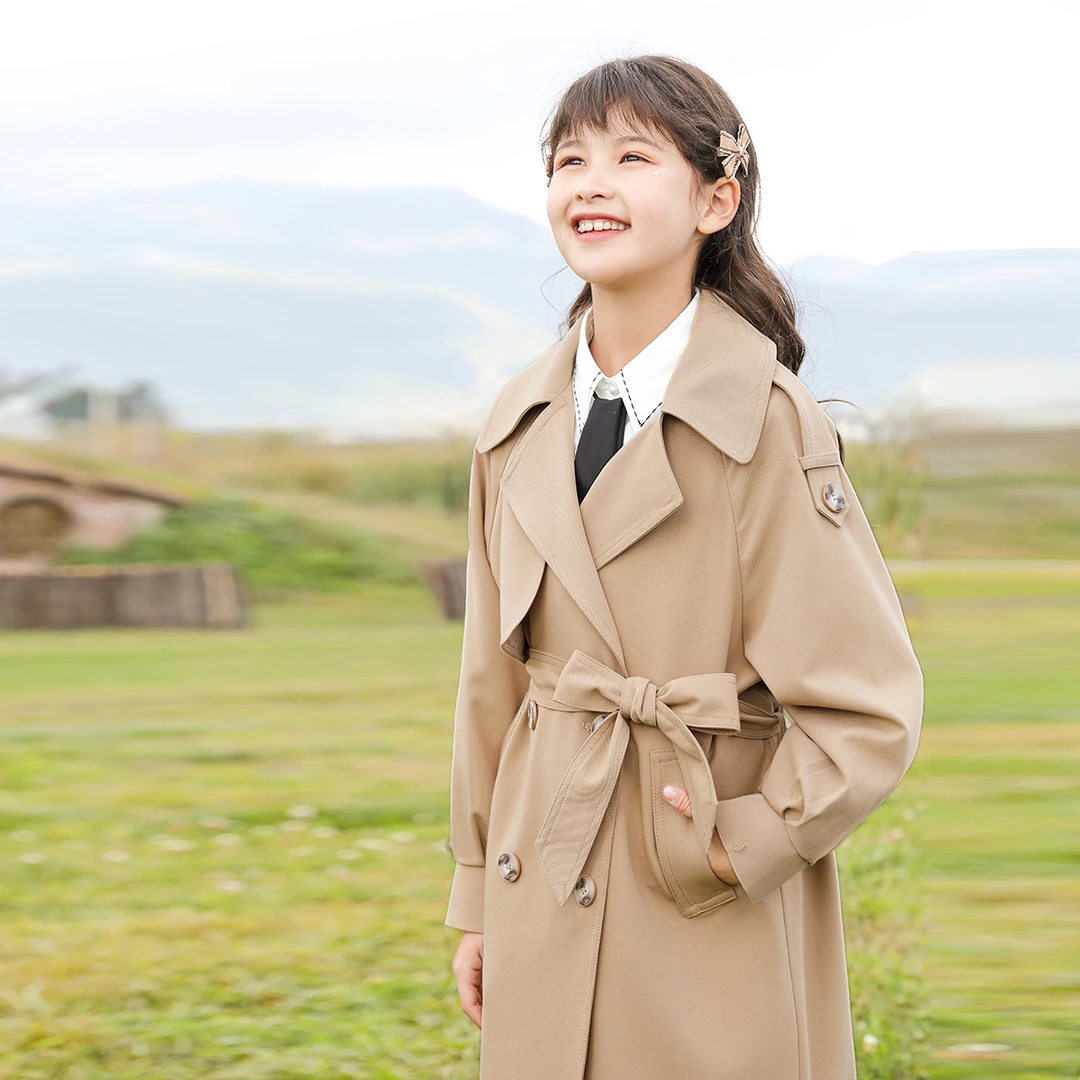 FF921010女童风衣2025春装新款洋气中大童学院风外套