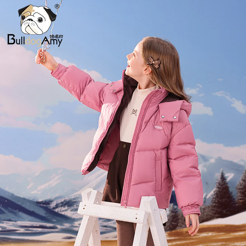 YF934063【三防】女童连帽羽绒服2024冬季新款90白鸭绒中大童外套