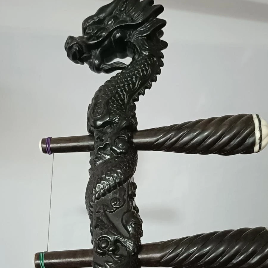 黑檀龙头二胡，实木雕刻
