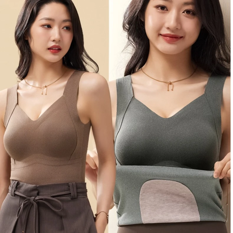 加绒保暖背心双面内衣女士德绒无痕加厚免穿无痕打底衫秋衣内搭