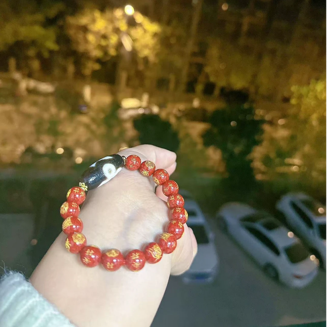 天然辰砂【莹莹专属】天然珠宝闪电五眼朱砂手串M2973