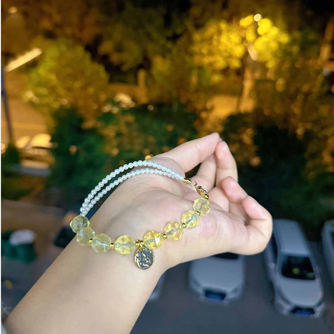 【莹莹专属】天然珠宝黄水晶手链M9348