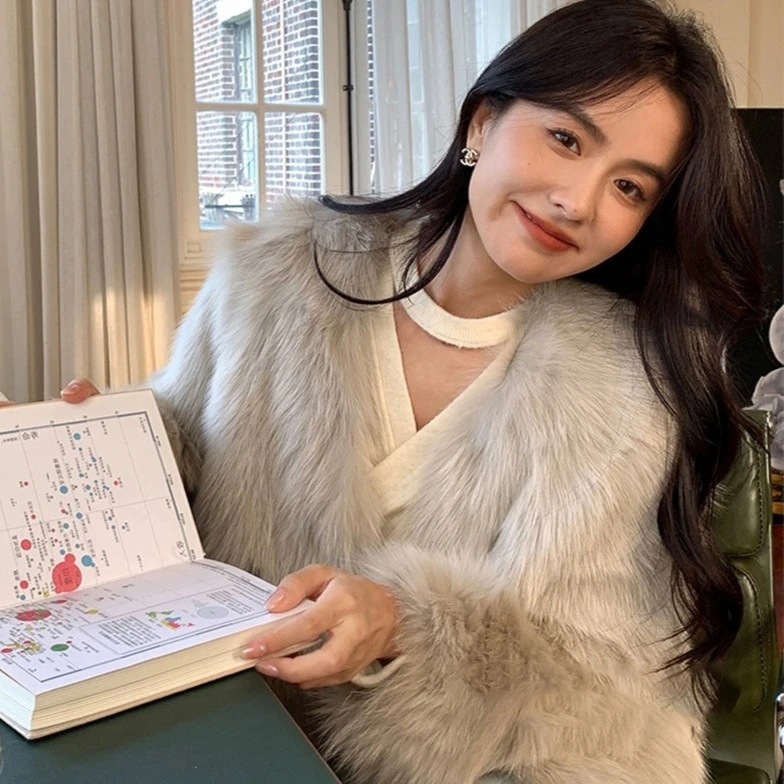 冬季新款托卡仿狐狸毛皮草女冬短款毛毛短款上衣韩版网红毛毛外套