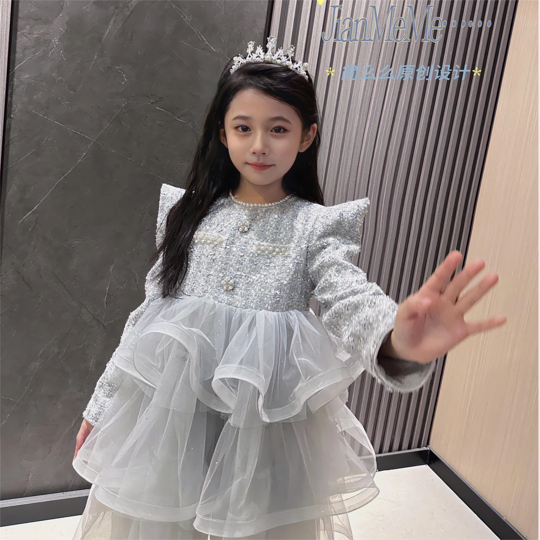 【暮光倾城】女童公主裙亮片网纱蓬蓬裙秋季新款儿童连衣裙CH2599