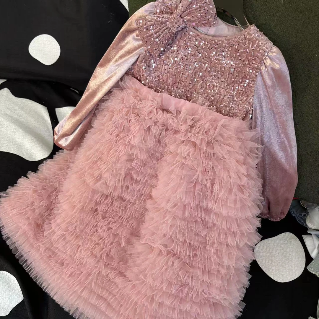 【2336】春秋季新款女宝宝高定礼服裙时尚洋气女童连衣裙