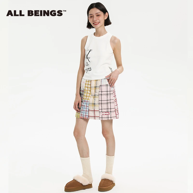 ALL BEINGS2024AW新品上新设计师原创百搭百家布新雪丽绗缝短裙