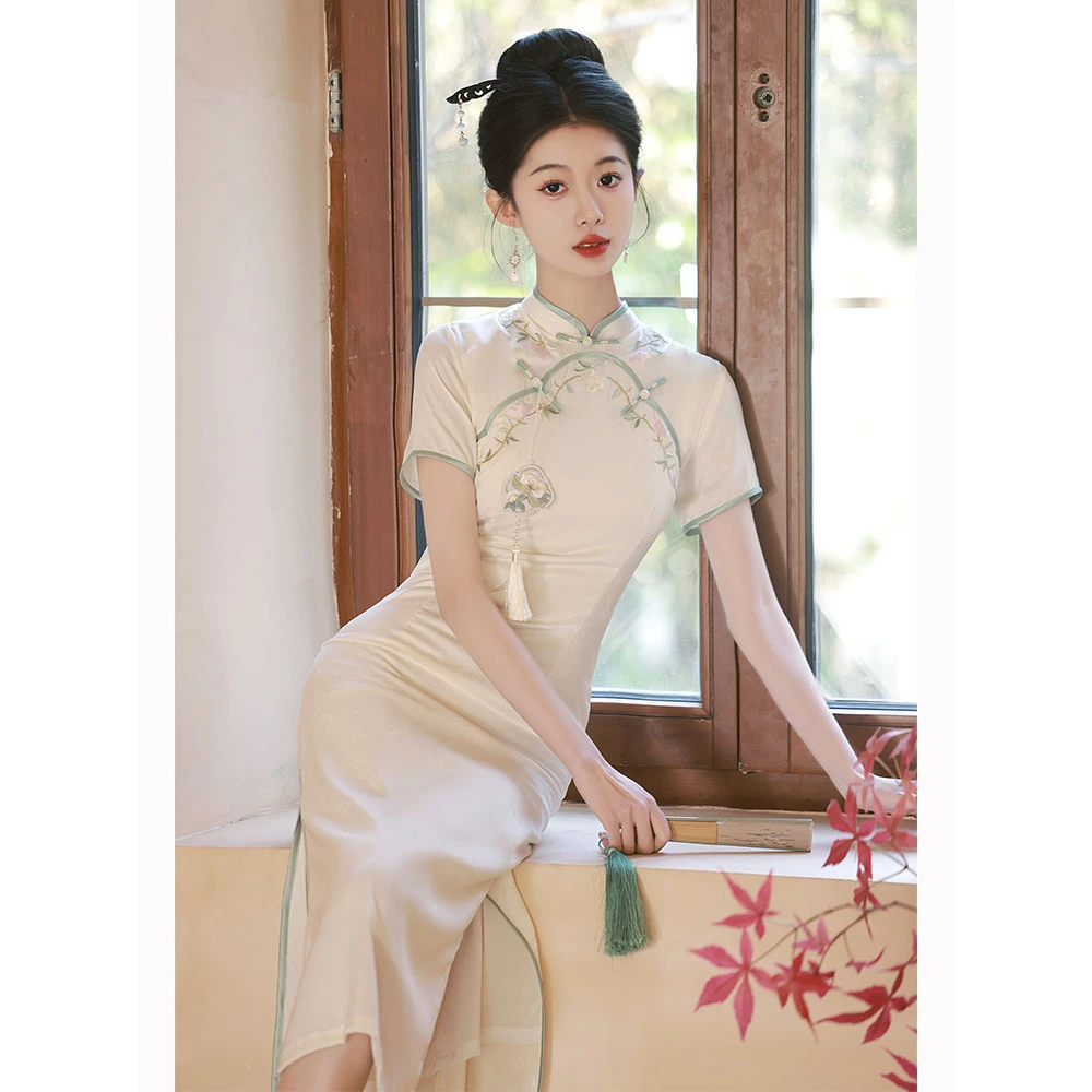 气质优雅淑女范刺绣旗袍女2025年夏季新款日常可穿少女改良年轻款
