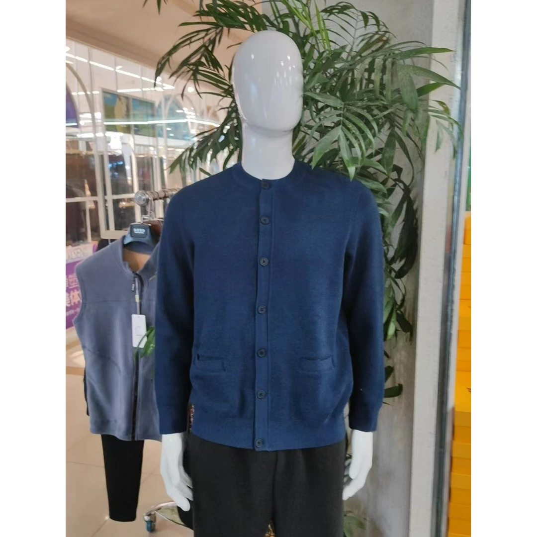 巴里企鹅冬季新款男士系扣加绒毛衣开衫8725