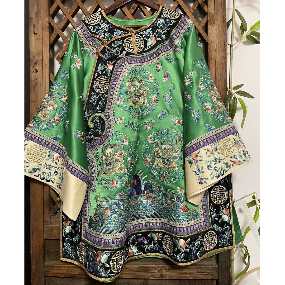 瑜玥传琦原创新款龙行大运斜襟太太服重工刺绣三醋酸中式团龙上衣