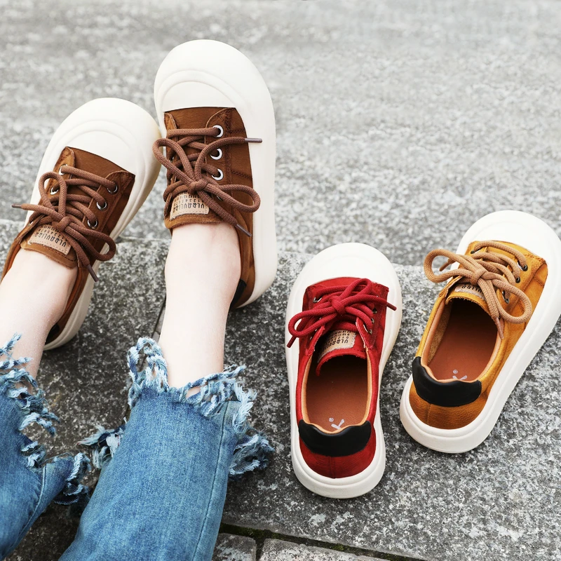 休闲鞋子女ⅰns潮百搭小众新款春秋美式潮牌鞋真皮复古松糕学生鞋