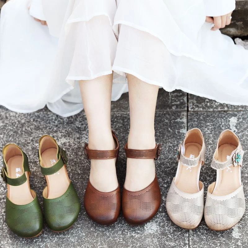 小众高级感包头女士半凉鞋子2025新款夏季镂空高跟鞋外穿粗跟单鞋