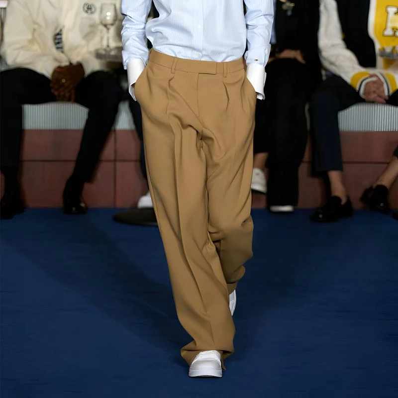 2025男士新款春秋垂感宽松直筒宽松时尚设计师男装高级感休闲裤子