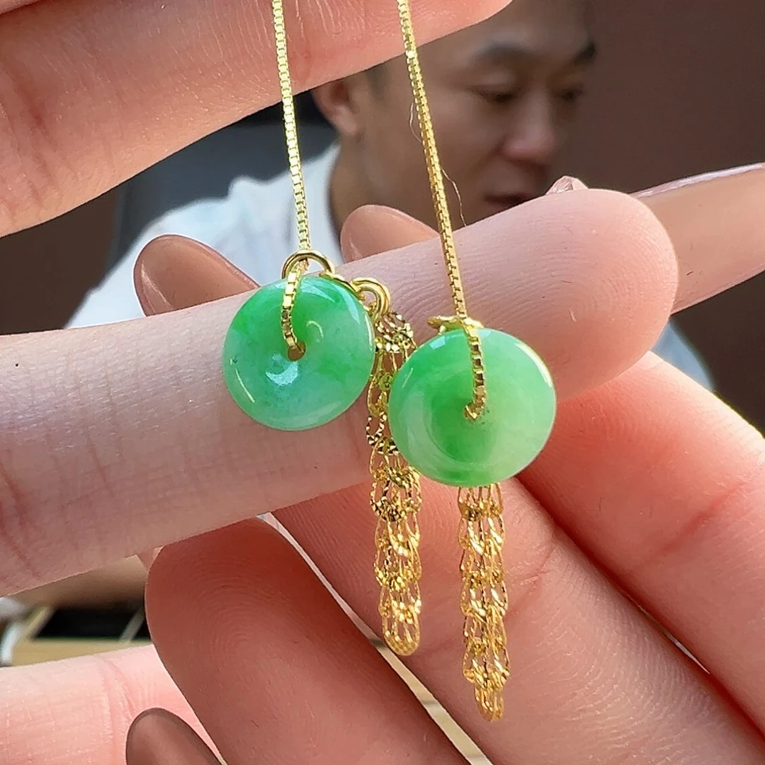 翡翠耳饰银S925镶嵌****耳环
