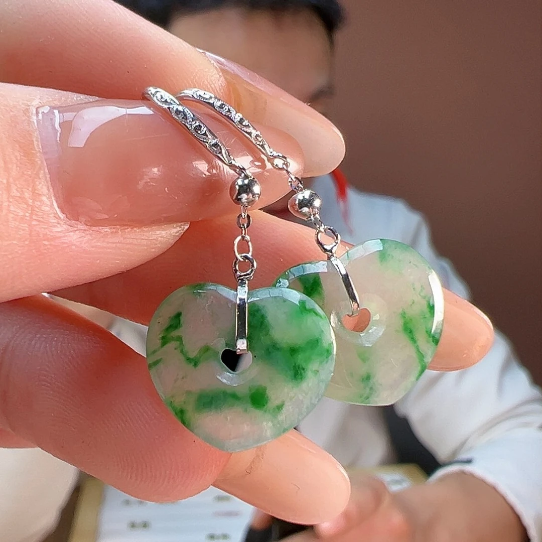 翡翠耳饰18K金镶嵌耳环