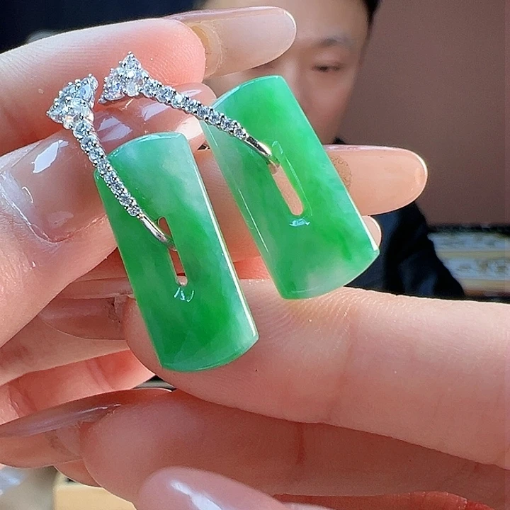 翡翠耳饰18K金镶嵌耳环