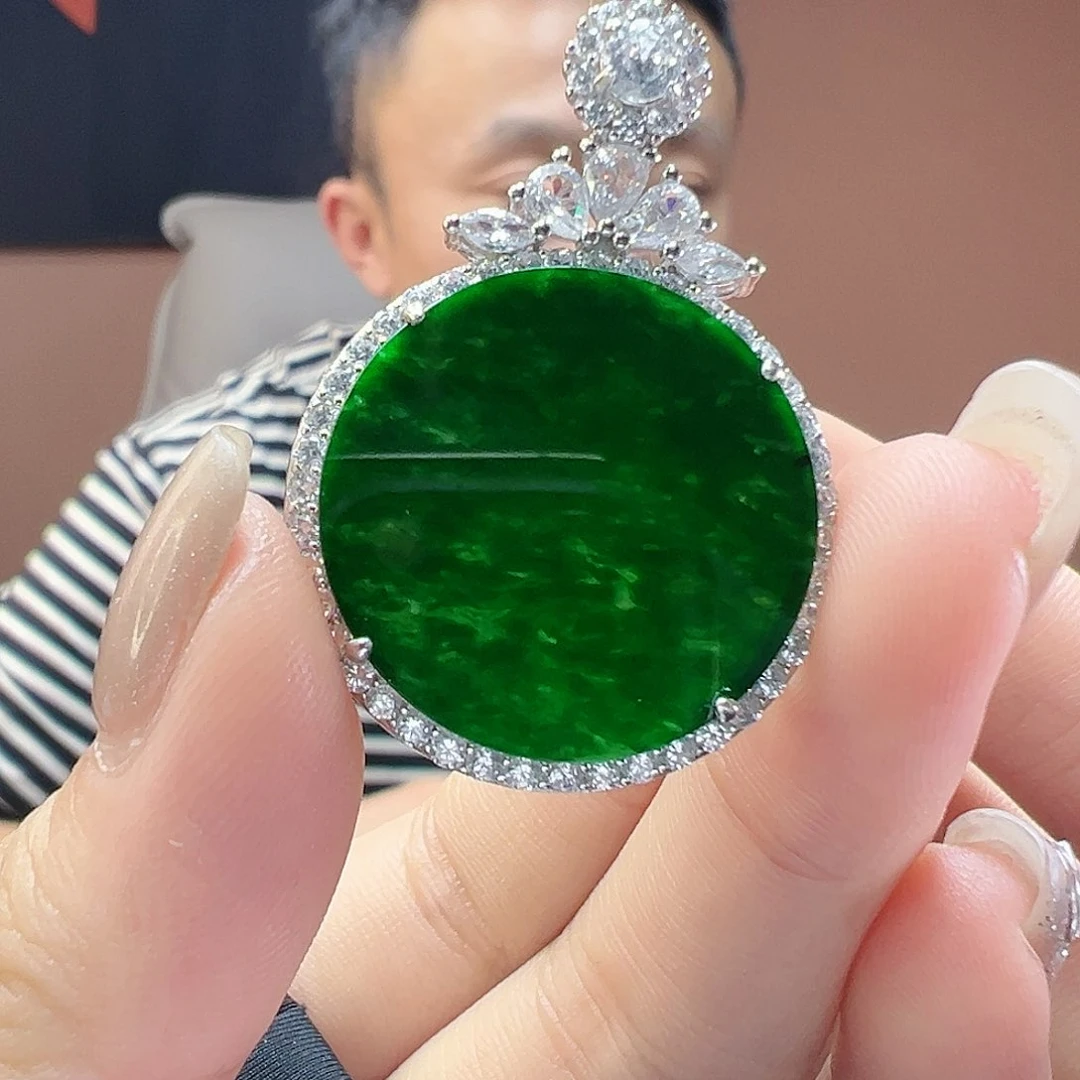 翡翠吊坠(不含链)银S925镶嵌吊坠