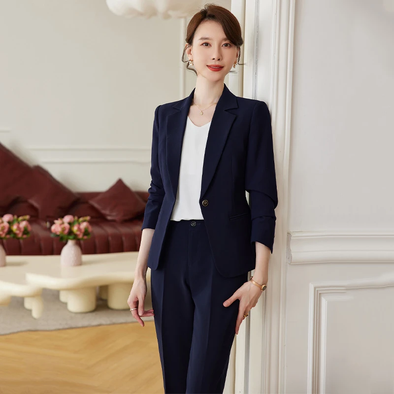 一粒扣职业装西装套装女士2023新款外套小个子高级感面试正装西服