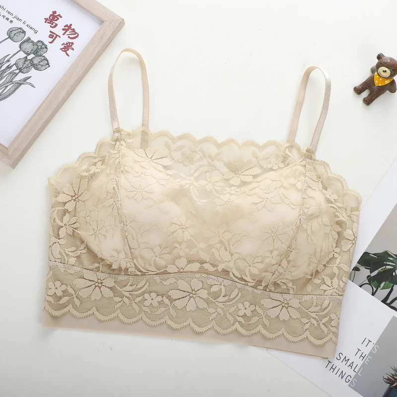 冰丝凉感防走光打底美背性感蕾丝固定杯无钢圈网红爆款吊带背心