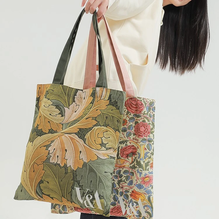 VA博物馆莫里斯系列茛苕叶玫瑰草莓小偷印花帆布包环保袋