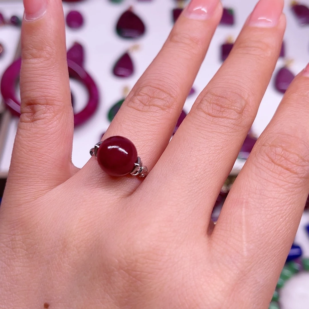 红宝石戒指银S925镶嵌