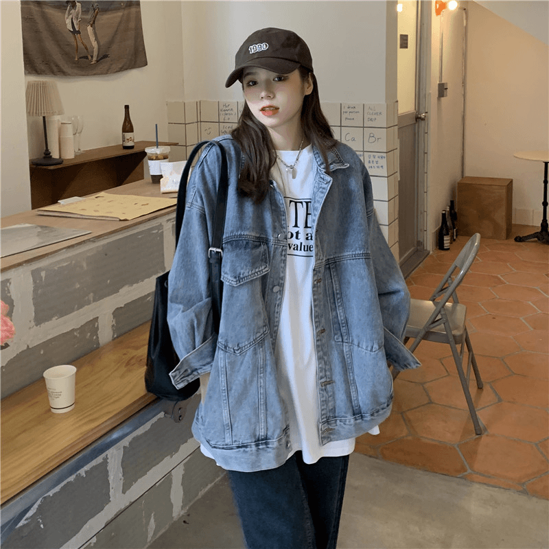 工厂自制春秋新韩版宽松ins潮牛女原宿网红风港味百搭上衣8938#