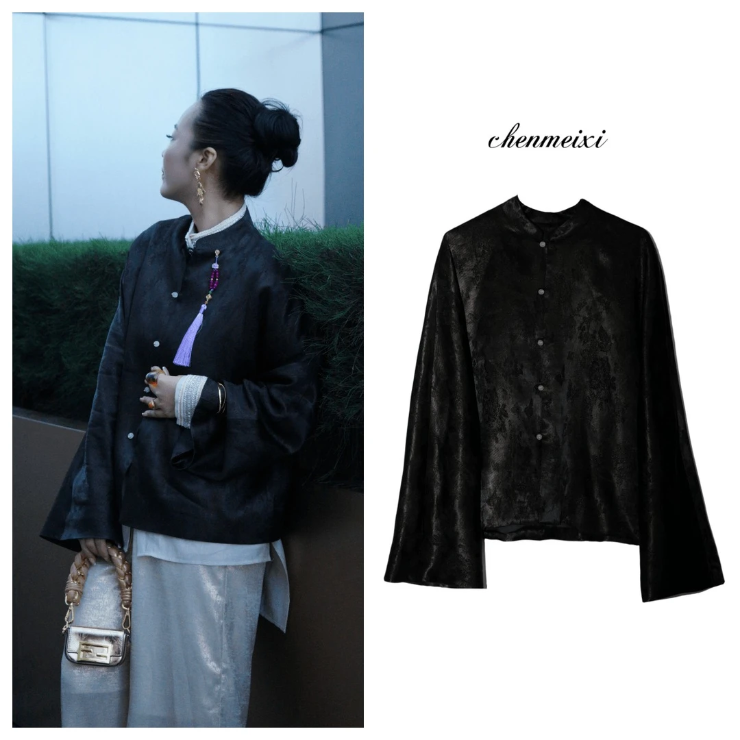 华裔陈总【暗夜流光】国风提花外套0175