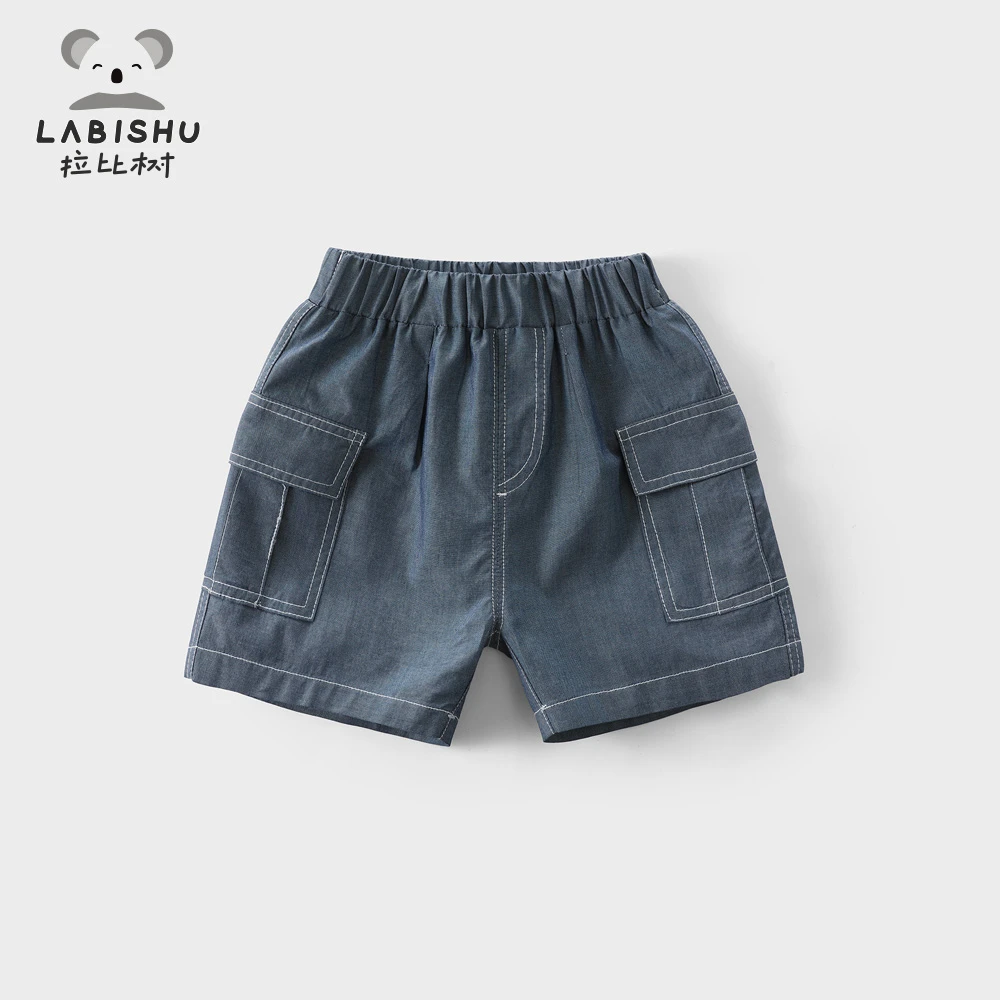 拉比树男童牛仔裤纯棉2024夏季新款儿童休闲薄款短裤洋气外穿童装
