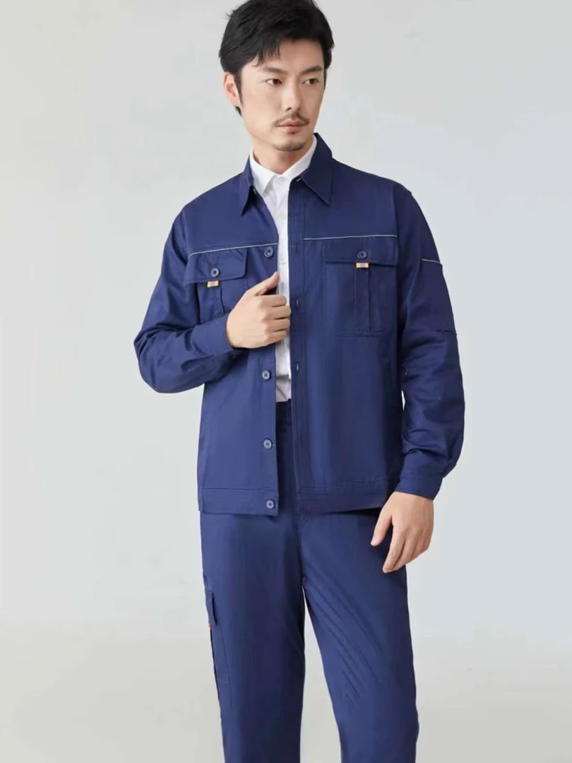 夏季纯棉男女工作服上衣薄款衬衫舒适透气电网户外长袖车间劳保服