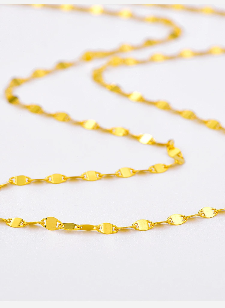 明牌珠宝楼哥甄选足金瓦片链5G工艺百搭素链黄金链子时尚挂脖女款