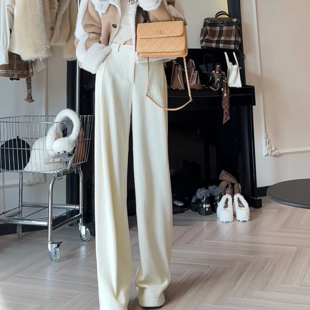 小雨姐姐【团宠裤王】2023秋冬时尚高腰款宽松垂感纯色休闲阔腿裤