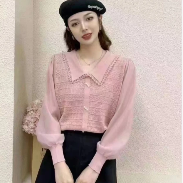 广州女装严选~2024新款女装显瘦气质泡泡袖设计感短袖长袖上衣女