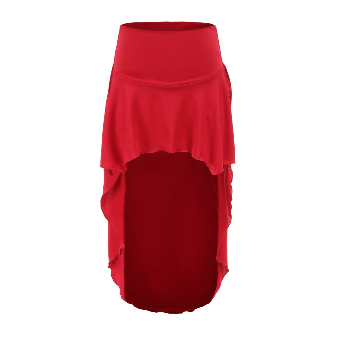 纪小白收腰前短后长肚皮舞半身裙抽绳设计荷叶边东方舞肚皮舞下装