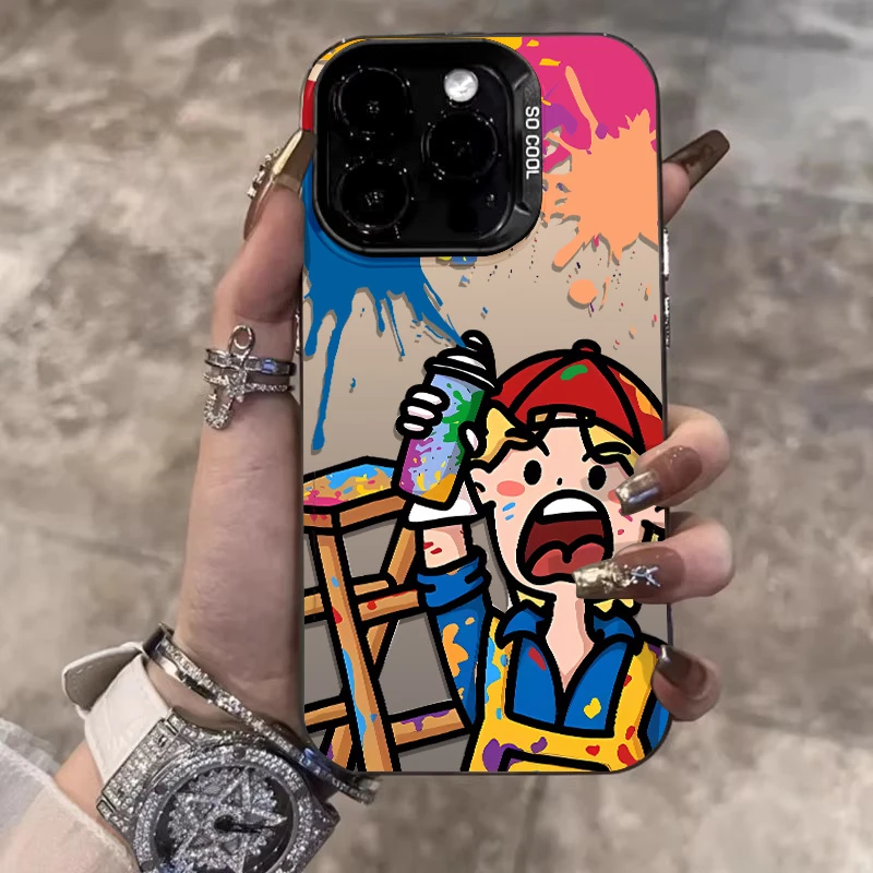 涂鸦情侣适用小米14pro手机壳新款个性卡通红米保护套高级感全包