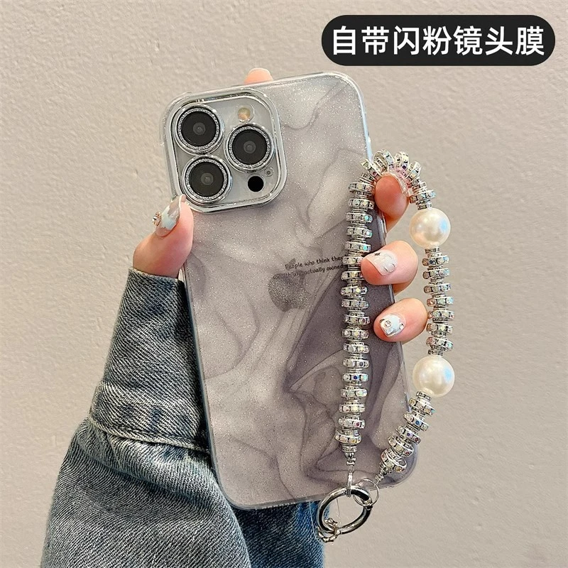 简约晕染闪粉适用苹果15promax手机壳iphone14小众防摔自带镜头膜