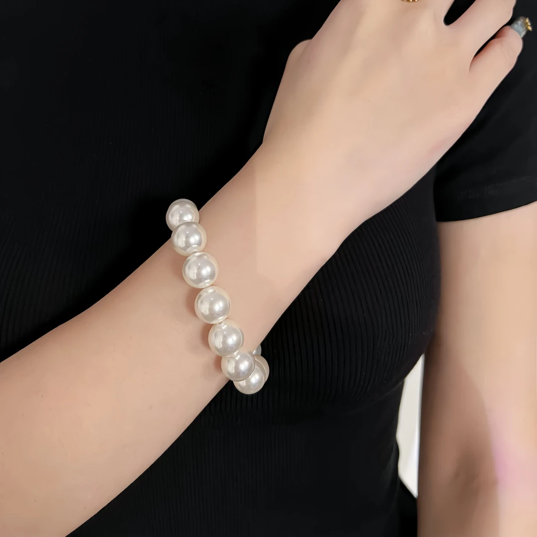 【大龙珠手链】深海贝珠暖白正圆极强光手串串珠