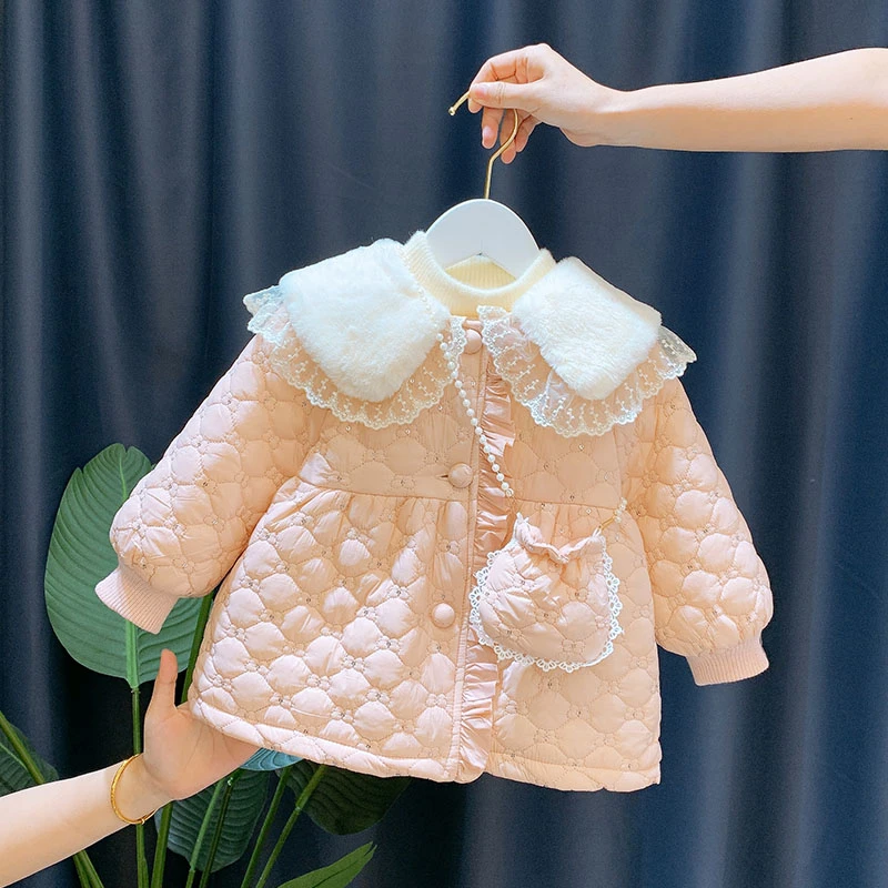 加绒夹棉外套秋冬小童婴儿儿童公主棉衣女宝宝女孩女童棉服春秋款