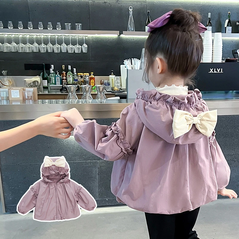 女童秋季宝宝2024童装新款女孩时尚超洋气连帽外套小童春秋季外套