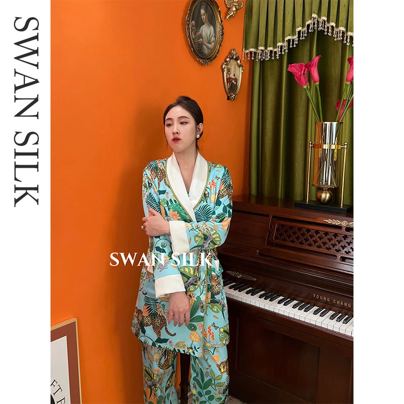 【白日梦蓝丨中长款两穿】加厚加绒冬季新款睡袍家居服套装两穿