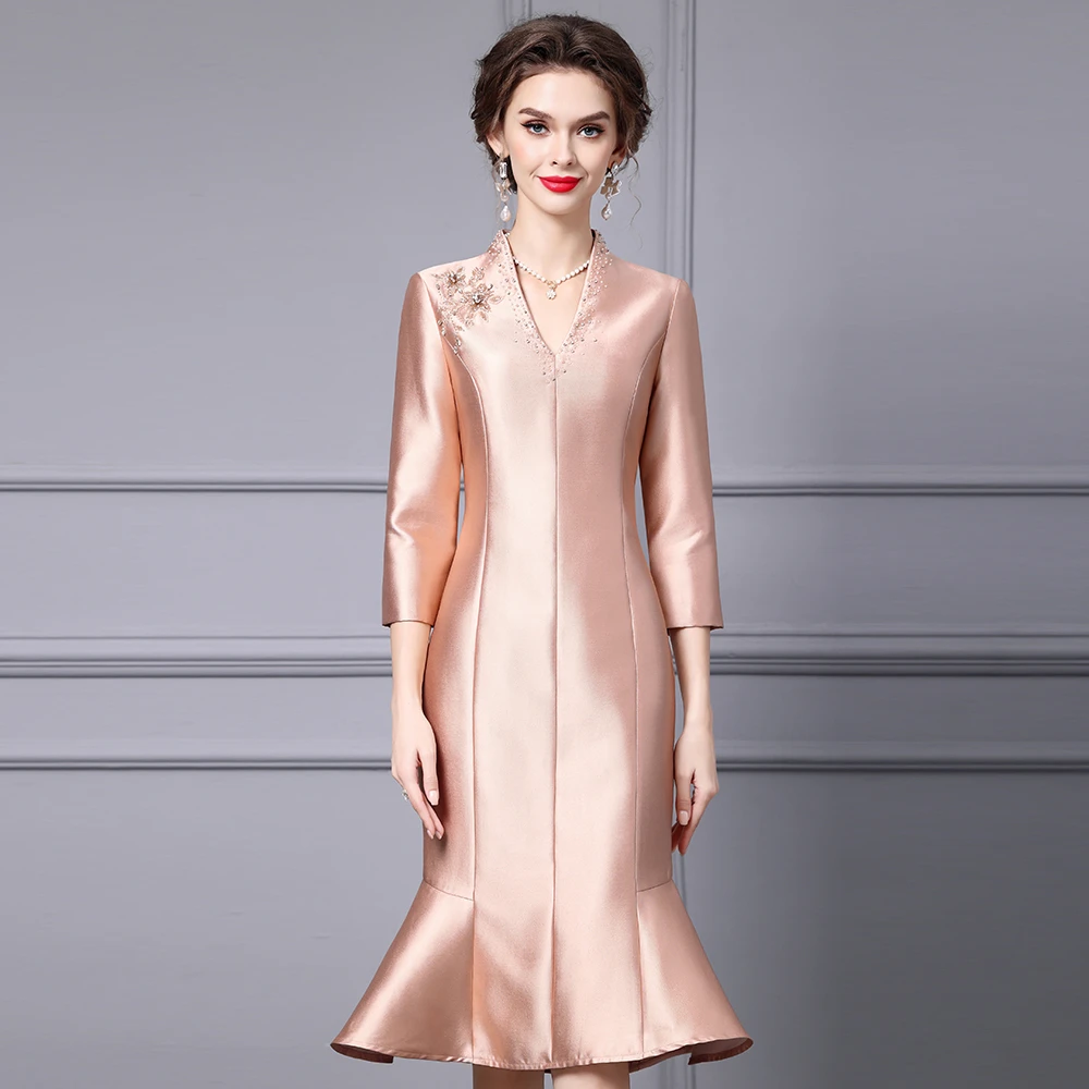 枝荔洋气减龄连衣裙2025新款秋装轻奢高级感重要场合显瘦鱼尾裙子