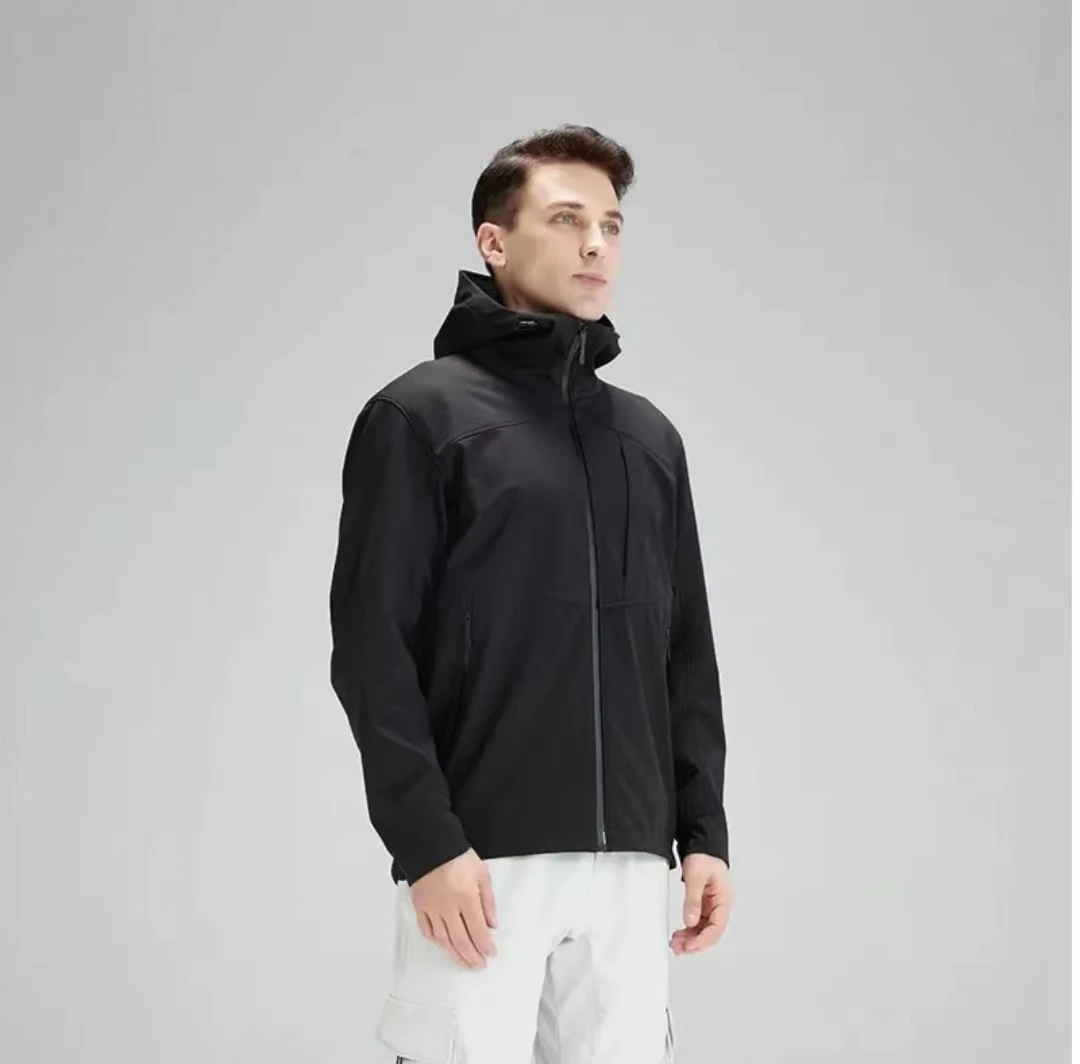 秋冬软壳上衣男子防水防风保暖连帽外套/23-M65179