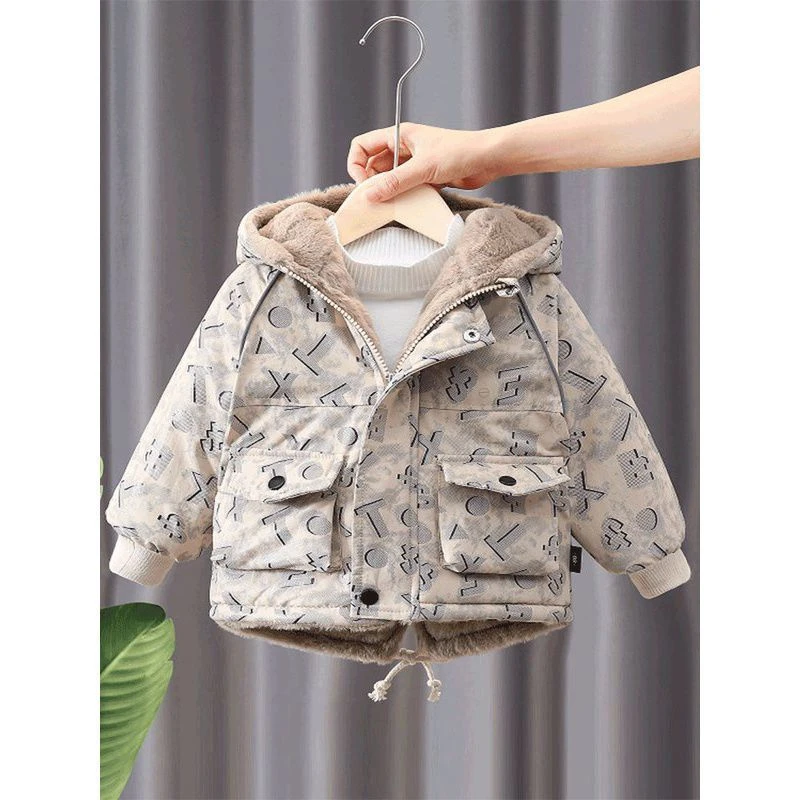 宝宝套装2024外穿新款婴儿棉袄男童加绒加厚超萌小童外套1-3岁潮