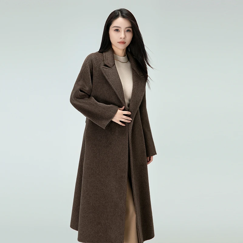 反季显瘦双面呢大衣气质时尚百搭女士长款设计师秋冬过膝88037